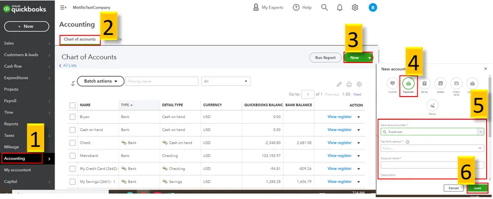 Create a New Expense Category in QuickBooks Online