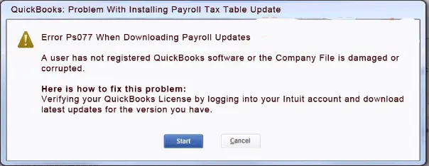 QuickBooks Error PS077