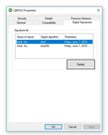 QuickBooks Digital Signature