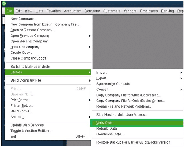 Configuring the Company File Data With Verify & Rebuild Data Tool