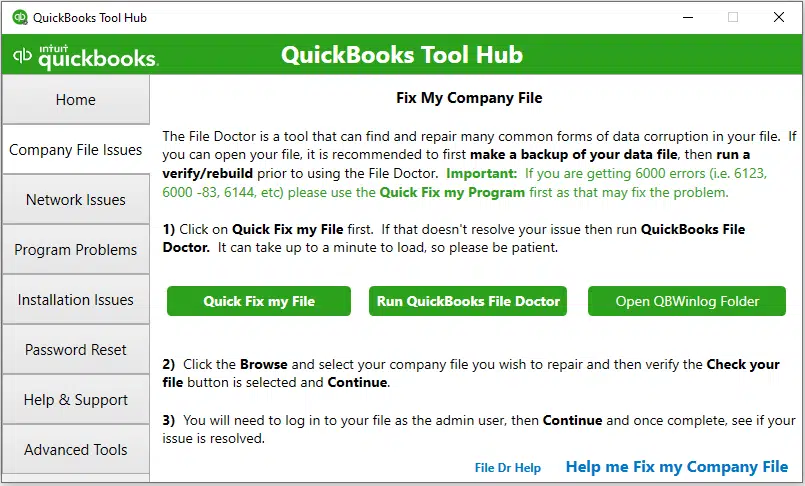 Use the Quick Fix My Program Tool